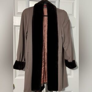 VTG Wool Alorna Brown Mink Faux Fur Jacket Coat